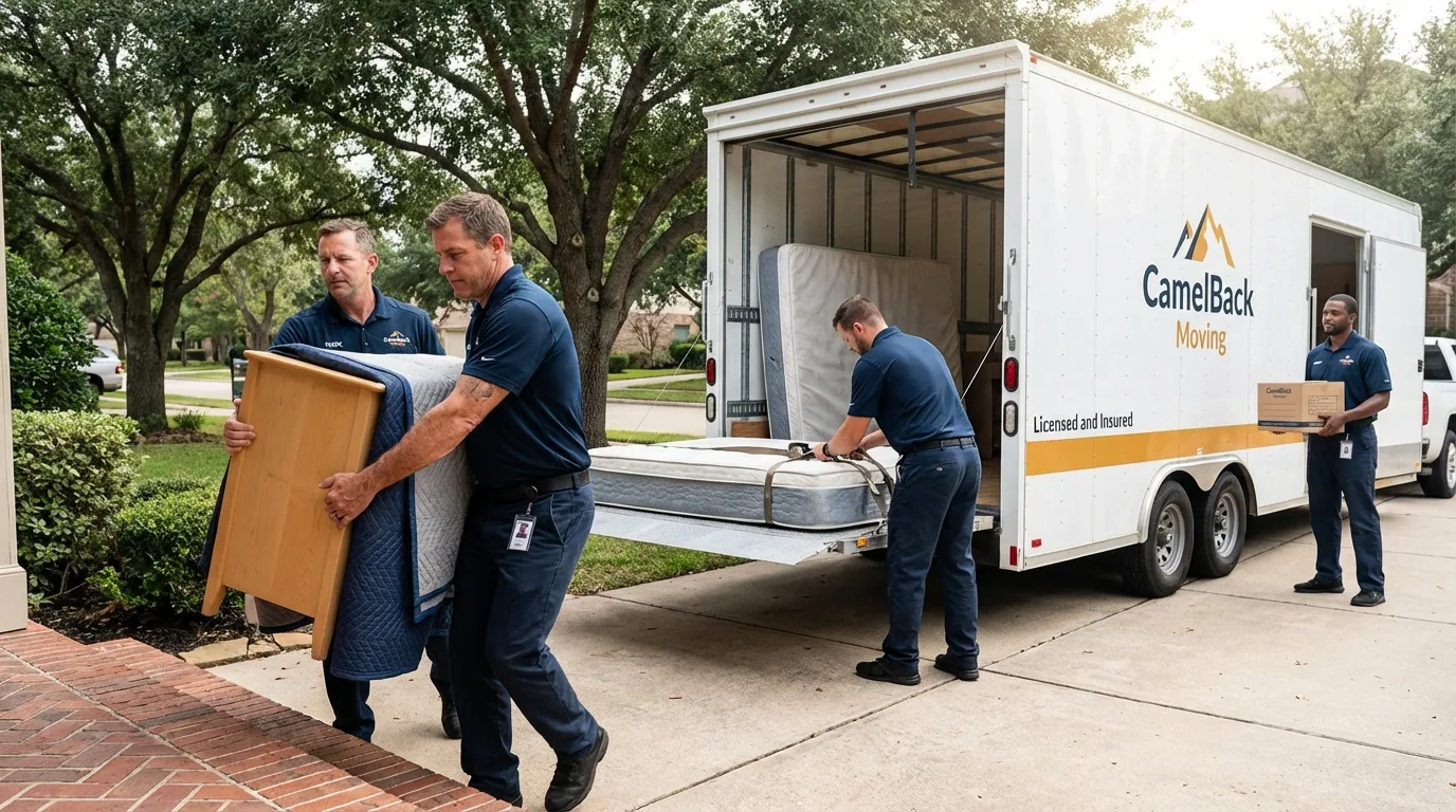 Crew loading residential truck for cross-state move from Harrison, NJ